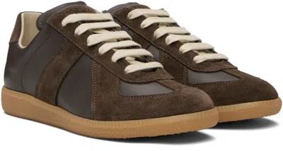 Maison Margiela Dark Brown Replica Sneakers In Black
