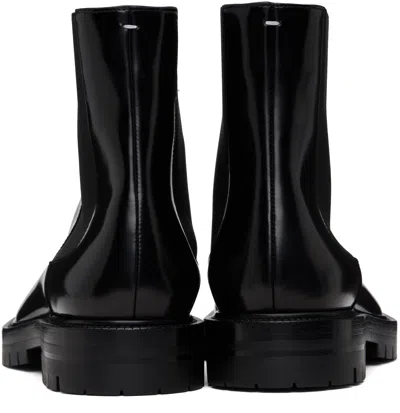 Maison Margiela Black Leather Tabi Ankle Boots Men In Multi