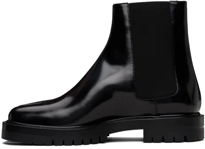 Maison Margiela Black Leather Tabi Ankle Boots Men In Multi