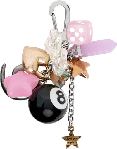 Marland Backus Multicolor Rose Bag Charm Keychain In Multi