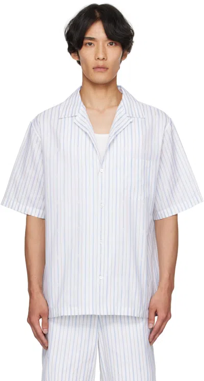Alexander Mcqueen White & Blue Skull Stripe Shirt
