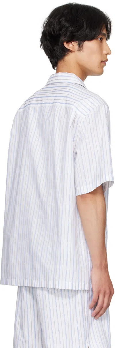 Alexander Mcqueen White & Blue Skull Stripe Shirt