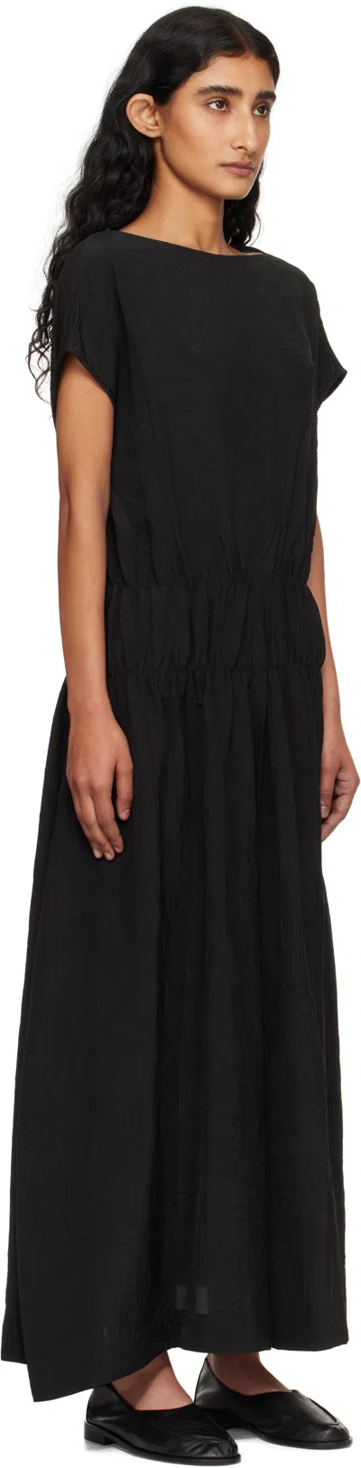 Studio Nicholson Black Simos Midi Dress In Black