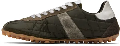 Maison Margiela Quilted-texture Sneakers With Rugged Sole And Suede Overlays In Green