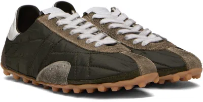 Maison Margiela Quilted-texture Sneakers With Rugged Sole And Suede Overlays In Green