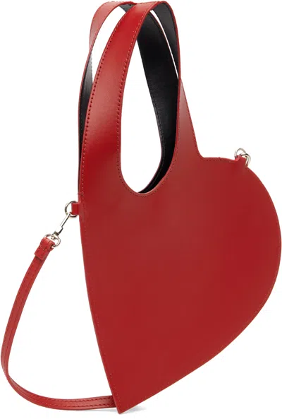 Coperni Heart-shaped Red Calfskin Tote Bag With Adjustable Handle In Red
