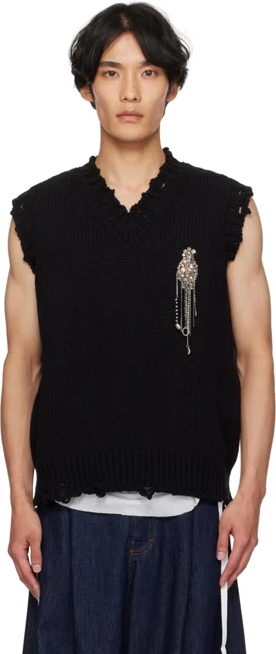Alexander Mcqueen Patch Embroidery Distressed Tank Top In Black