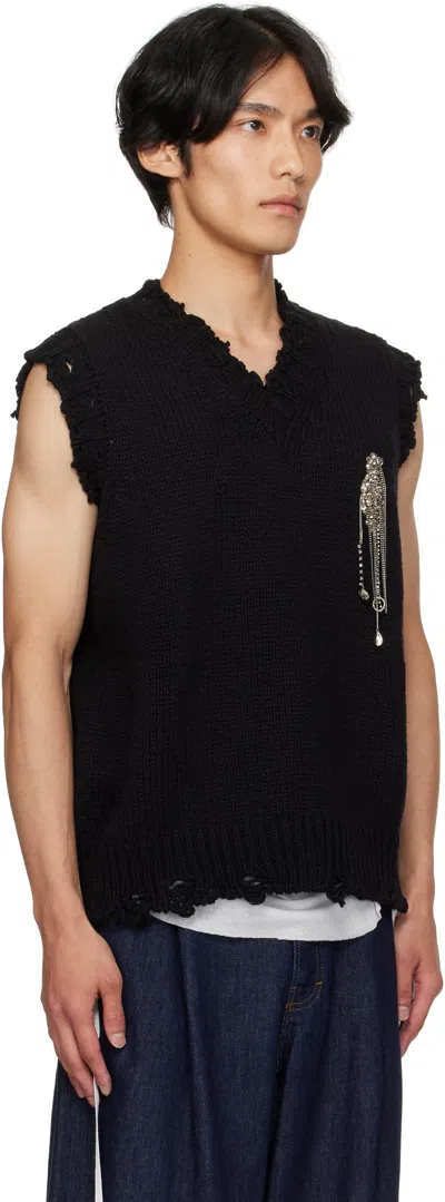Alexander Mcqueen Patch Embroidery Distressed Tank Top In Black