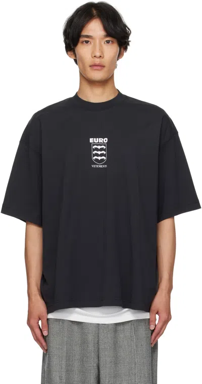 Vetements Black Bats Logo Regular T-shirt In Black