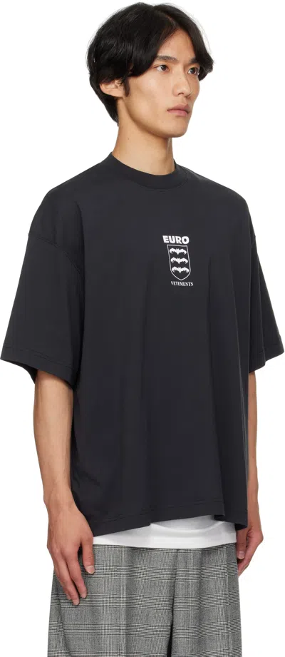 Vetements Black Bats Logo Regular T-shirt In Black
