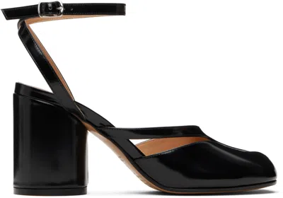 Maison Margiela Tabi Sandals In Brushed Leather In Black