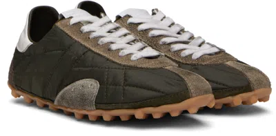 Maison Margiela Womens Khaki Sprinters Leather And Suede-trimmed Nylon Trainers Eur 37 / 4 Uk In Multi