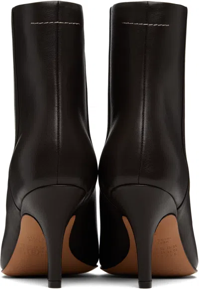 Mm6 Maison Margiela Pointed-toe Leather Ankle Boots In Brown