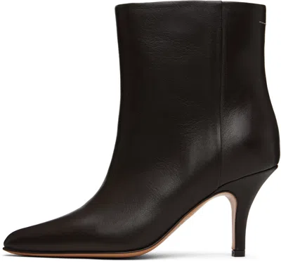 Mm6 Maison Margiela Pointed-toe Leather Ankle Boots In Brown