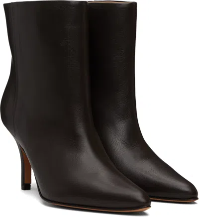Mm6 Maison Margiela Pointed-toe Leather Ankle Boots In Brown