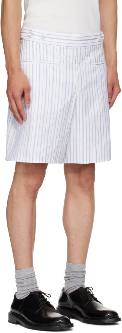 Alexander Mcqueen Striped Pattern Mini Shorts In Blue