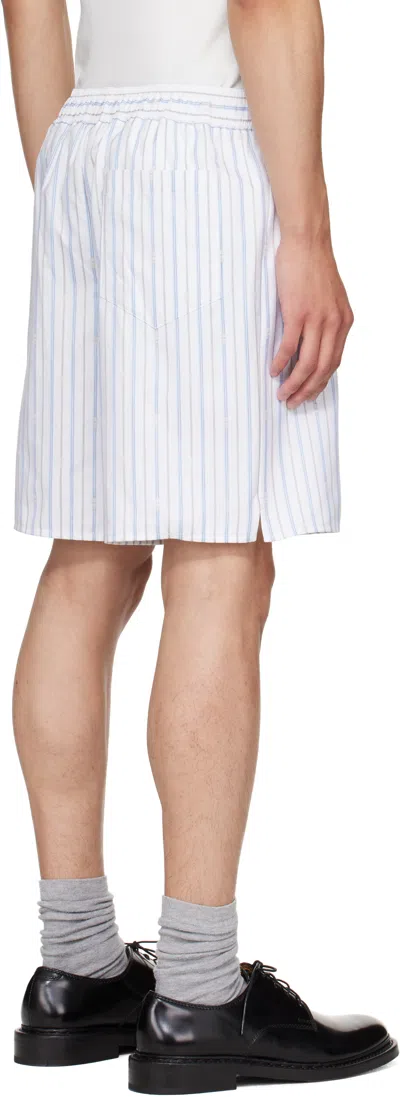 Alexander Mcqueen Striped Pattern Mini Shorts In Blue