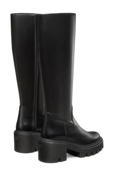 Stuart Weitzman 'soho' Black Knee-high Boots With Embossed Logo On The Rear In Patent Leather Woman In Black
