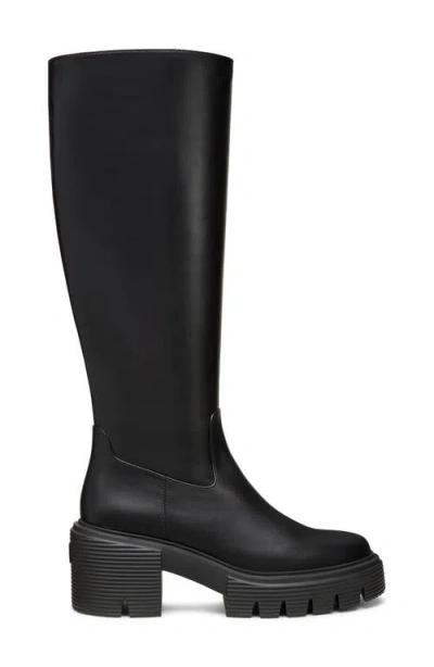 Stuart Weitzman 'soho' Black Knee-high Boots With Embossed Logo On The Rear In Patent Leather Woman In Black