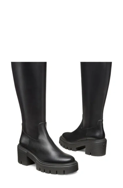 Stuart Weitzman 'soho' Black Knee-high Boots With Embossed Logo On The Rear In Patent Leather Woman In Black