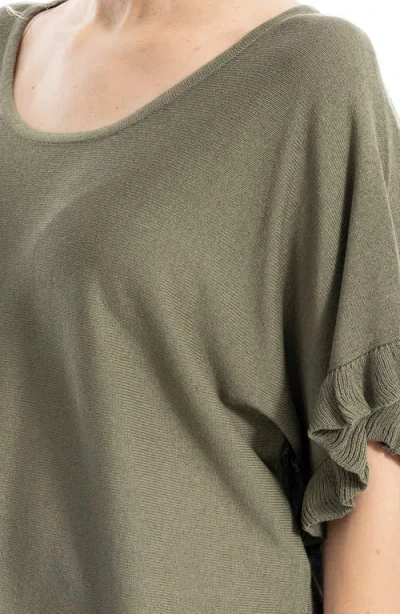 Max Studio Flutter Sleeve Sweater In Green