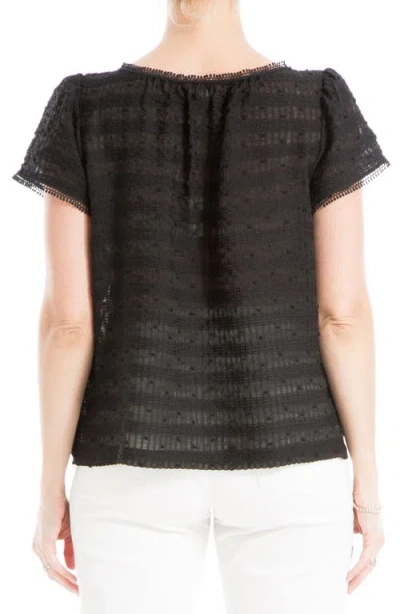 Max Studio Swiss Dot Button Top In Black