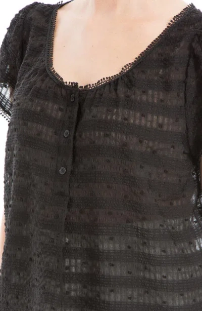 Max Studio Swiss Dot Button Top In Black