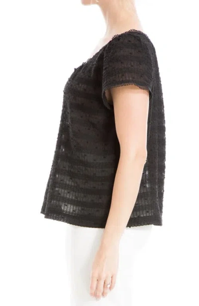 Max Studio Swiss Dot Button Top In Black
