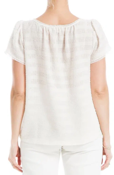 Max Studio Swiss Dot Button Top In White