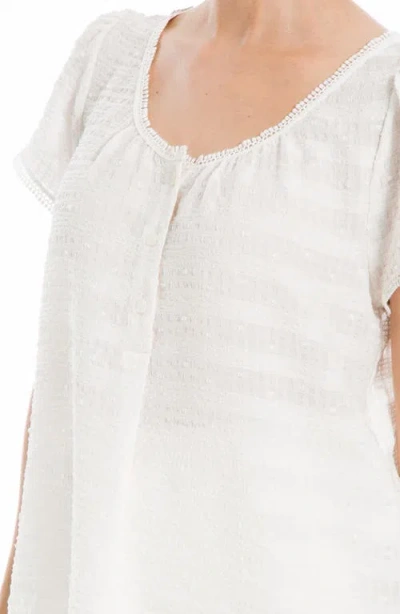 Max Studio Swiss Dot Button Top In White