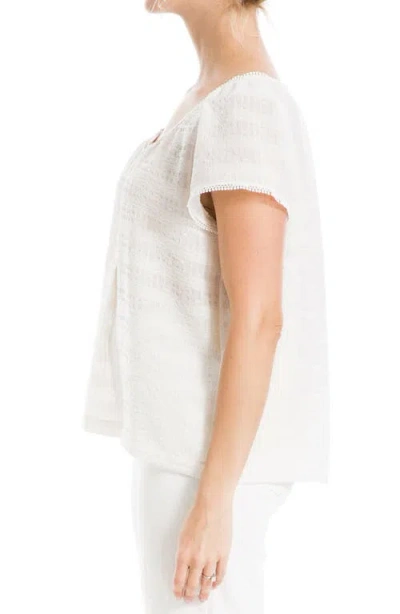 Max Studio Swiss Dot Button Top In White