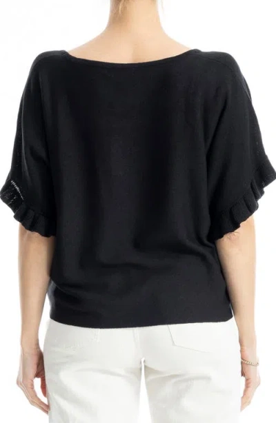 Max Studio Flutter Sleeve Sweater In Black