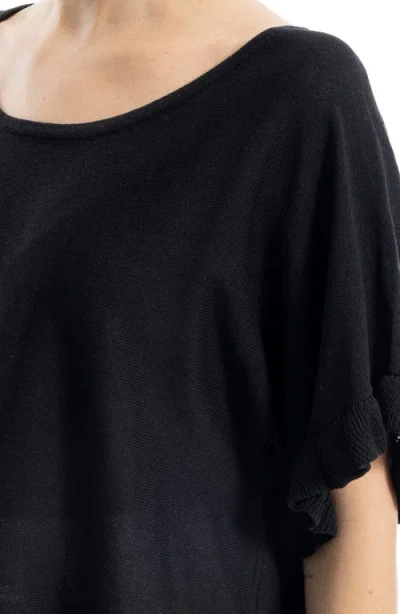 Max Studio Flutter Sleeve Sweater In Black
