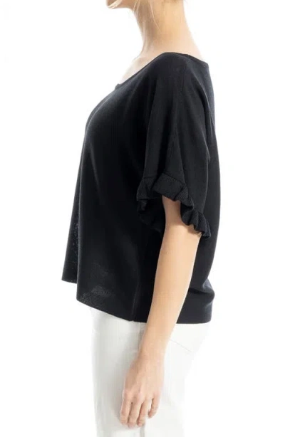 Max Studio Flutter Sleeve Sweater In Black