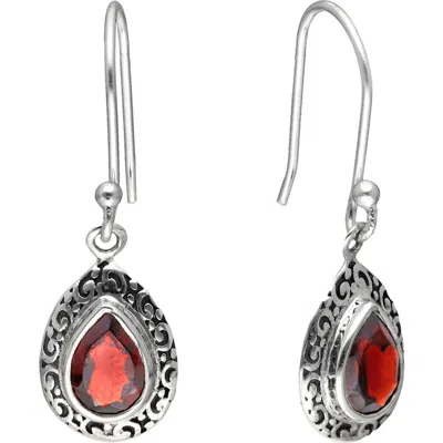 Ys Gems Garnet Drop Earrings In Red