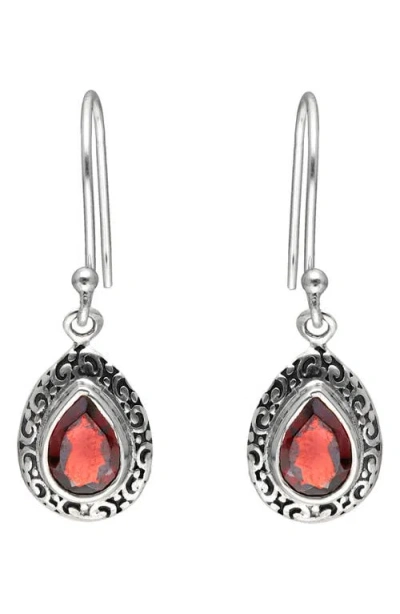 Ys Gems Garnet Drop Earrings In Red