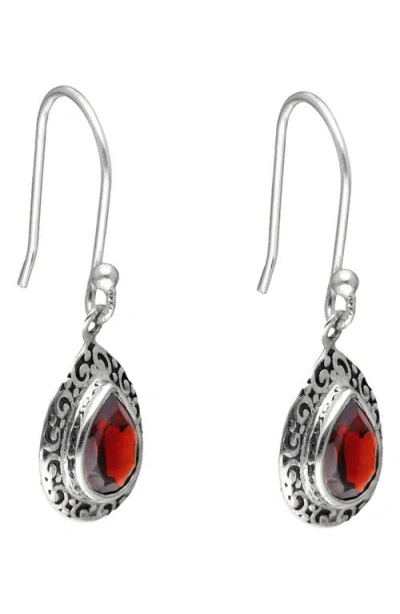 Ys Gems Garnet Drop Earrings In Red