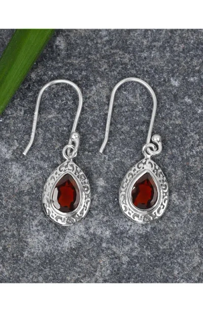 Ys Gems Garnet Drop Earrings In Red