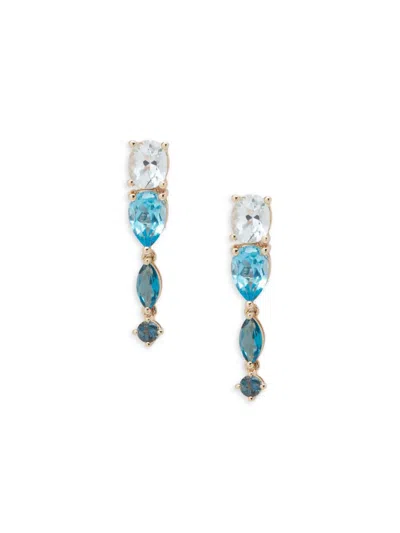 Effy Women's 14k Yellow Gold & Topaz Drop Earrings In Blue