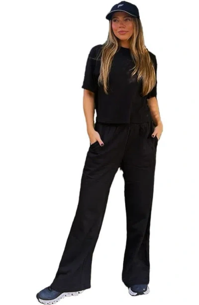 Fabletics Year Round Terry Wide Leg Sweatpant In Black