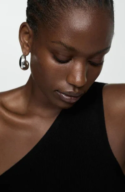 Mango Rib One-shoulder Top In Black