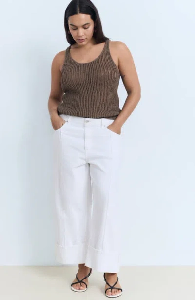 Mango Women's Straps Crochet Top In Brown