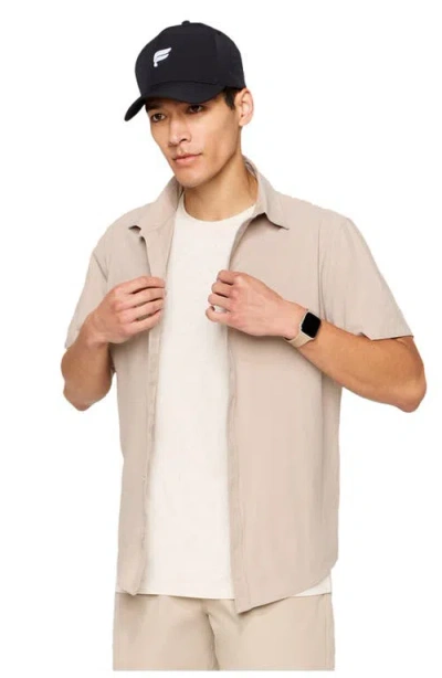 Fabletics The Don Short Sleeve Button Up In Pink