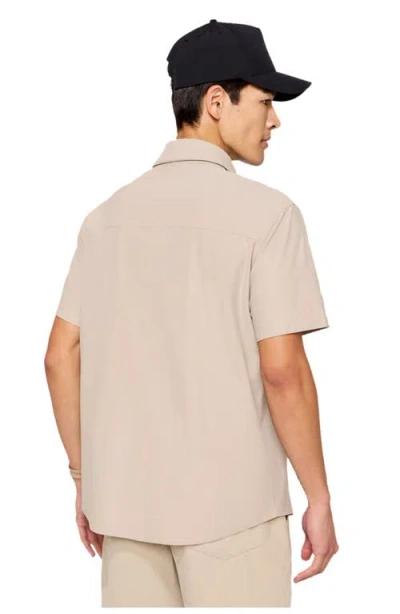 Fabletics The Don Short Sleeve Button Up In Pink