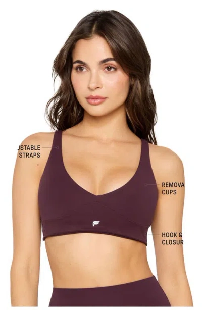 Fabletics Pureluxe Longline Low Impact Bra In Burgundy
