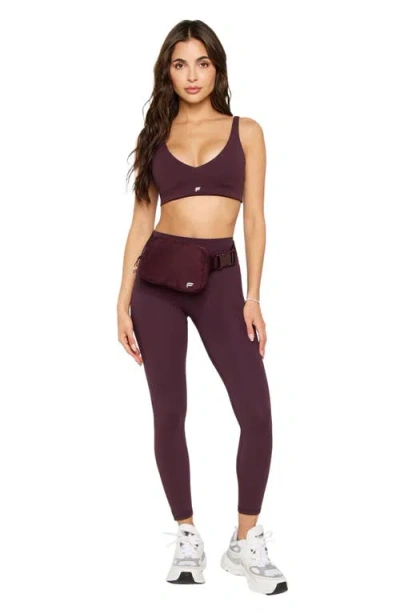 Fabletics Pureluxe Longline Low Impact Bra In Burgundy