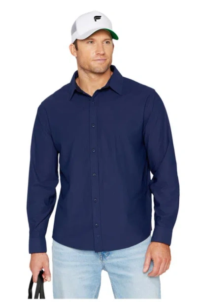 Fabletics The Don Long Sleeve Button Up In Blue