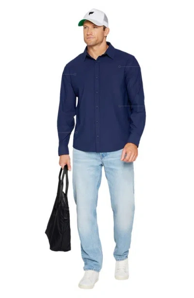 Fabletics The Don Long Sleeve Button Up In Blue