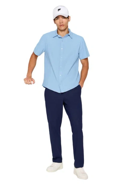 Fabletics The Don Short Sleeve Button Up In Blue