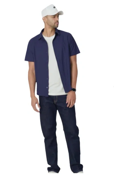 Fabletics The Don Short Sleeve Button Up In Blue